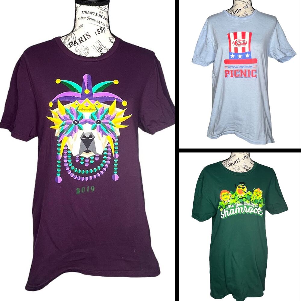 Raising Cane's SMALL Bundle 3 Various Campaign/Event T-Shirts 2019 Era